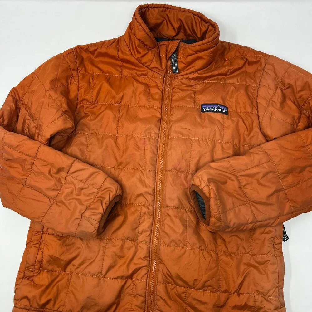 Patagonia Kids Nano Puff Insulated Puffer Jacket Burnt Orange Full Zip