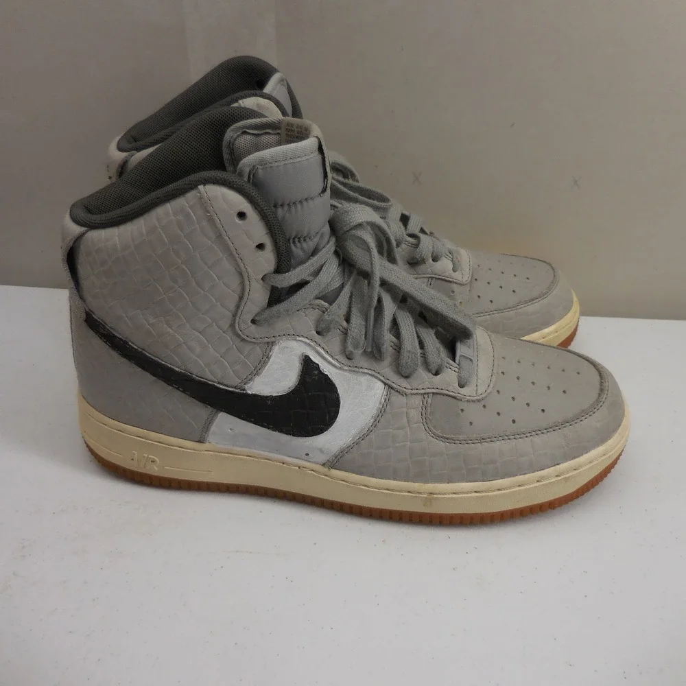 Nike Air Force 1 High Wolf Grey Croc Embossed Gum Sole Sneakers 654440-008 US 10