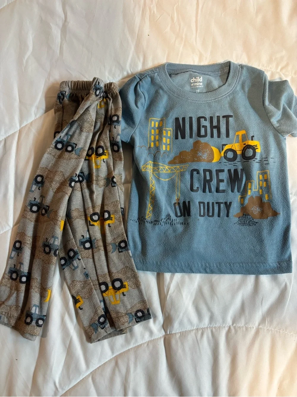 Carter's Blue and Gray 'Night Crew On Duty' Construction Pajama Set size 2t