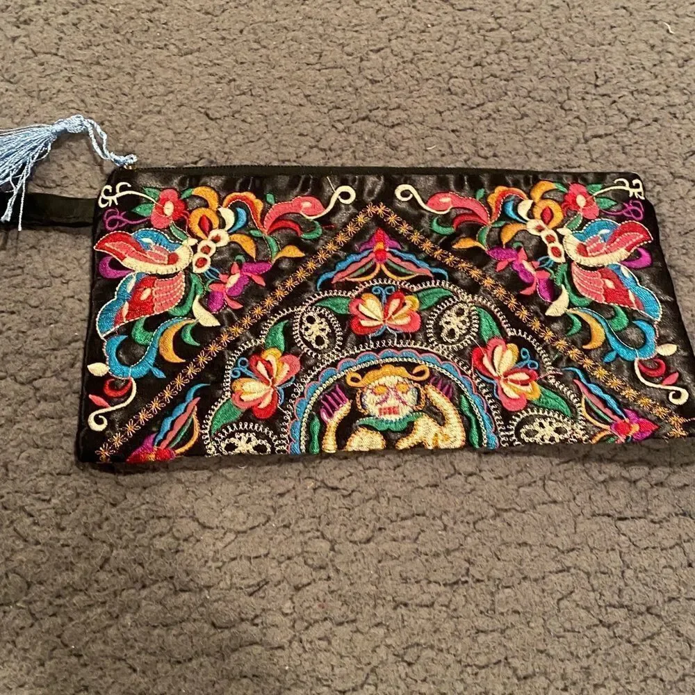 unbranded embroidered clutch