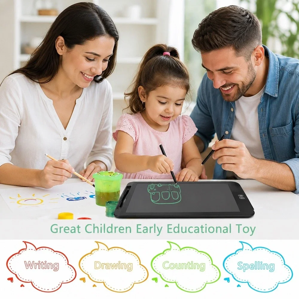 New CuFun 12 Inch Split Screen LCD Writing Tablet Electronic Doodle Board Black