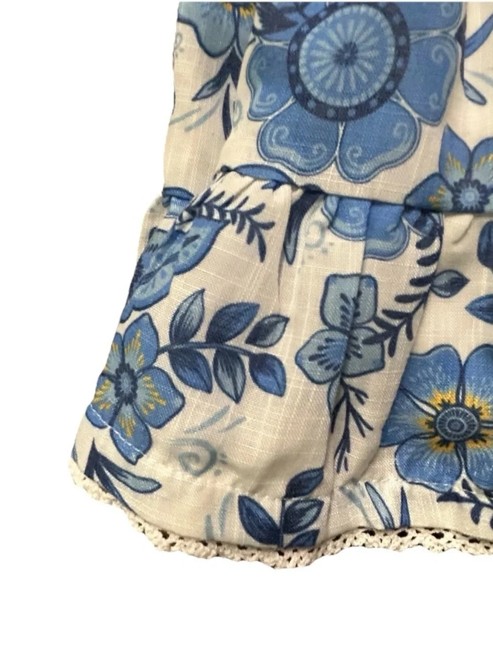 Baby Girl Haute Hippie White Blue Floral Summer Tank Top Dress Size 12 Months