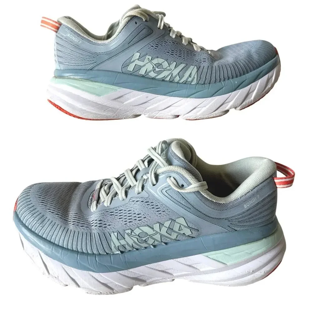 Hoka One One Womens Bondi 7 1110519 BFBG Blue Running Shoes Sneakers Size 6.5