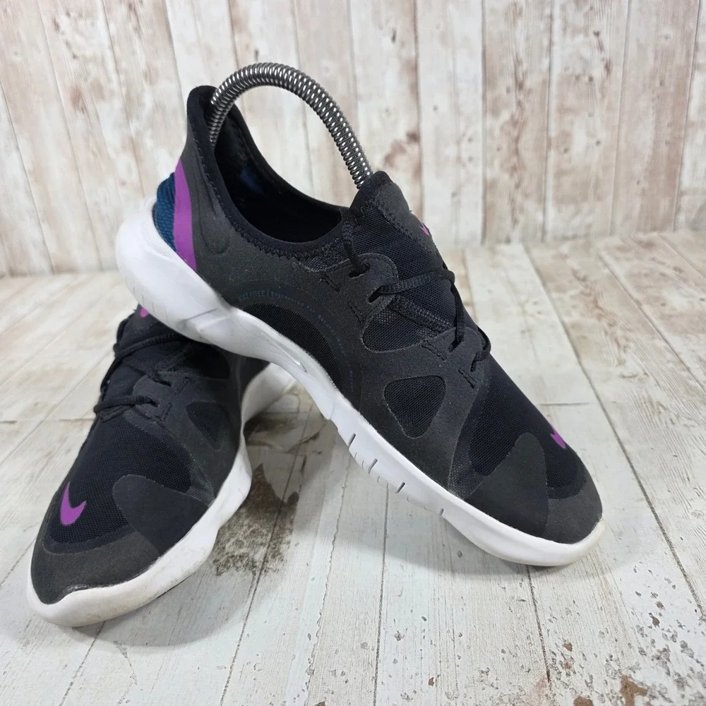 Nike Free RN 5.0 Womens Black Purple Running Shoes AQ1316-009 Size 7