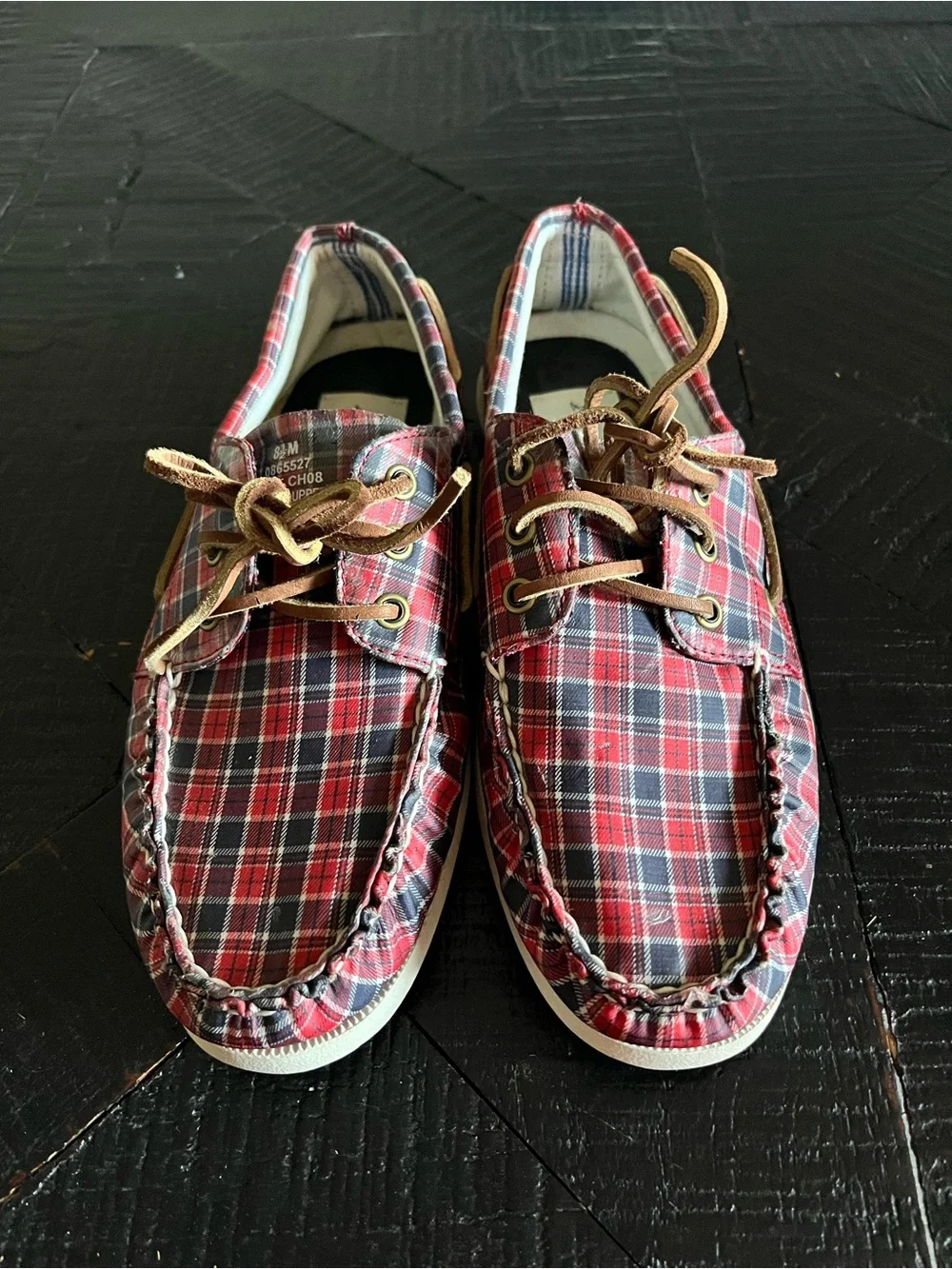 Band of Outsiders for Sperry Top-Slider Red Plaid Boat Shoes Men’s Size 8.5