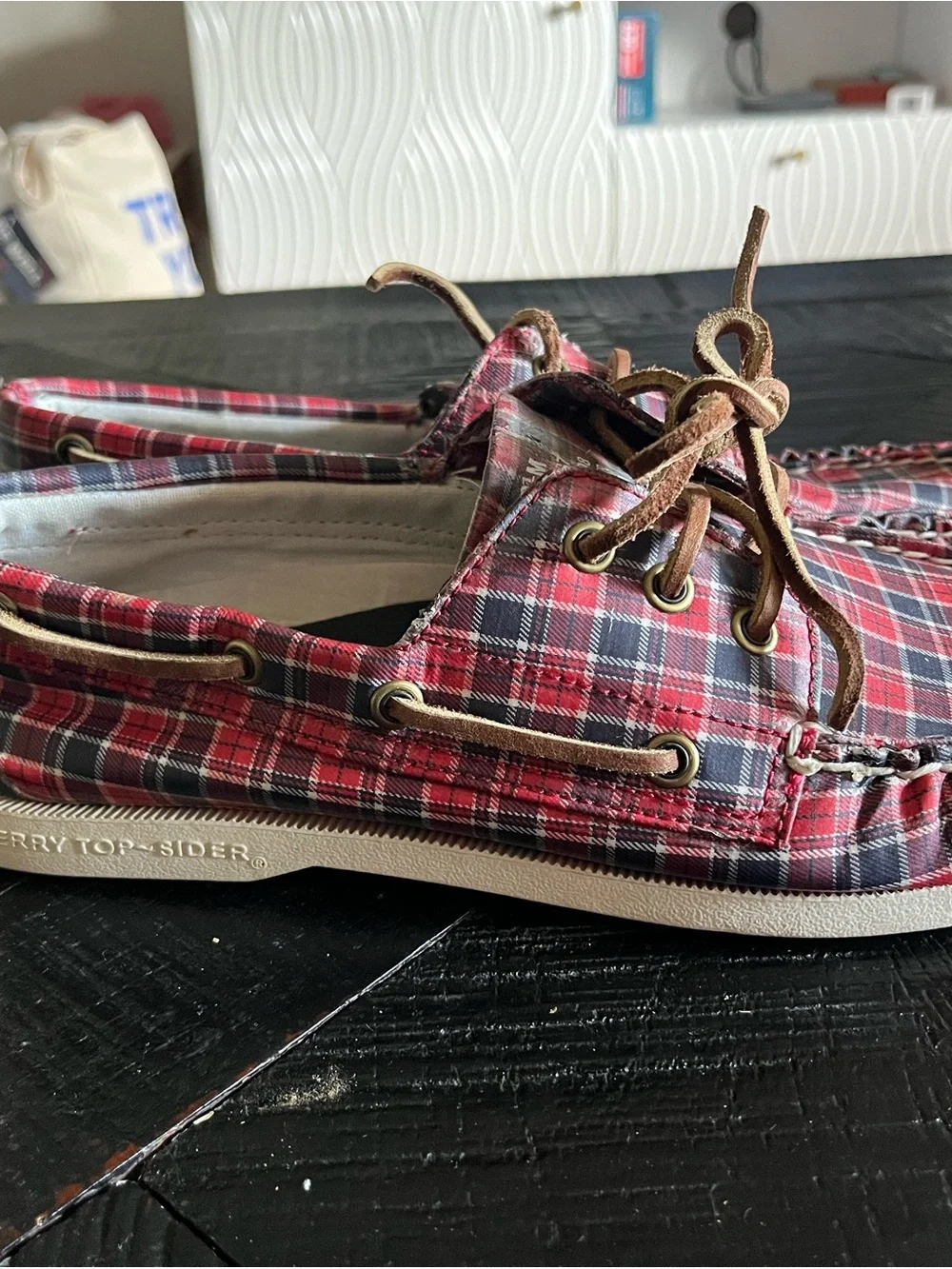 Band of Outsiders for Sperry Top-Slider Red Plaid Boat Shoes Men’s Size 8.5