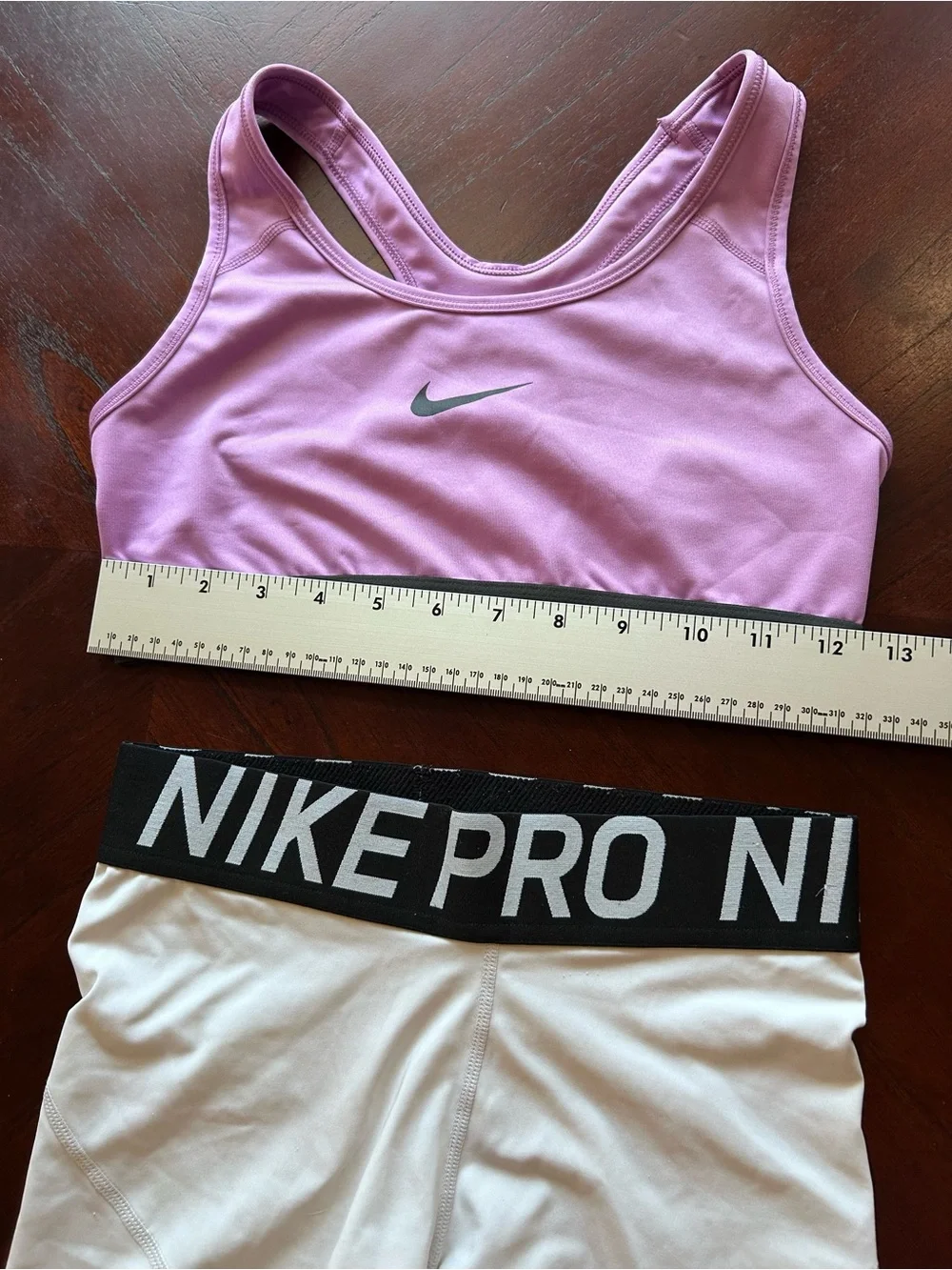 Nike Lilac Sports Bra with White Nike Pro Shorts set size s