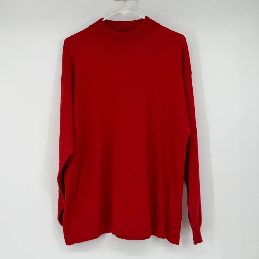 Zeidler & Zeidler Mens Red Wool Blend Mock Neck Sweater Made in Italy Size L