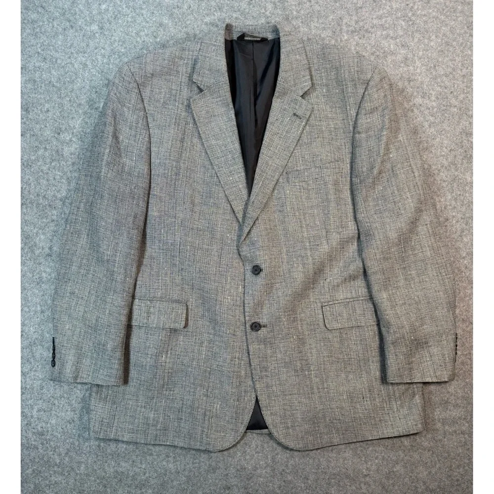 Jos A Bank Mens Blue White Textured Two Button Blazer Sport Coat Jacket 48R