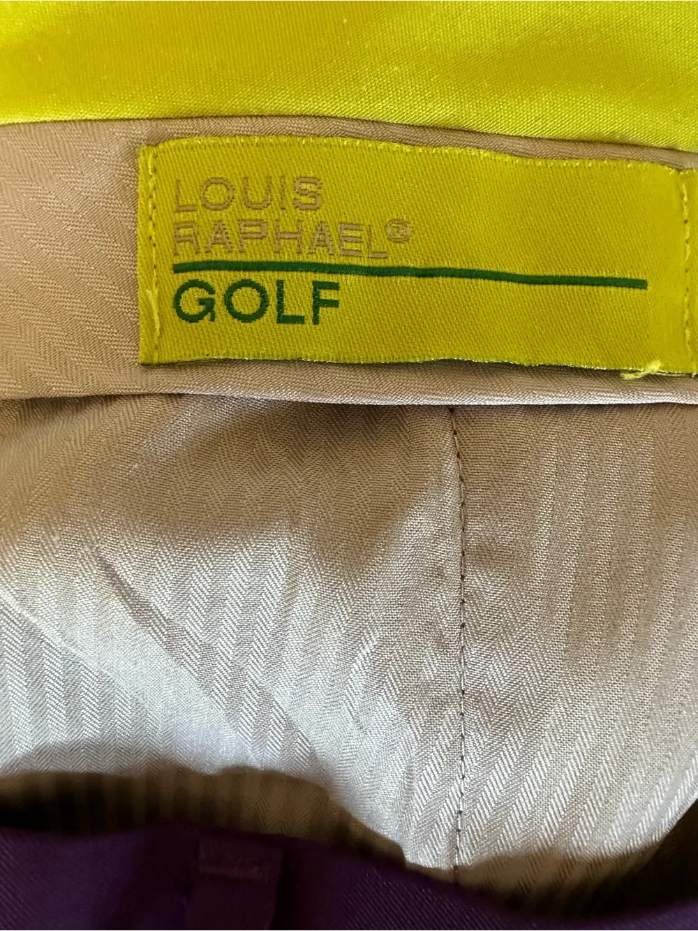Louis Raphael Purple Men's Flat-Front Shorts with Yellow Waistband