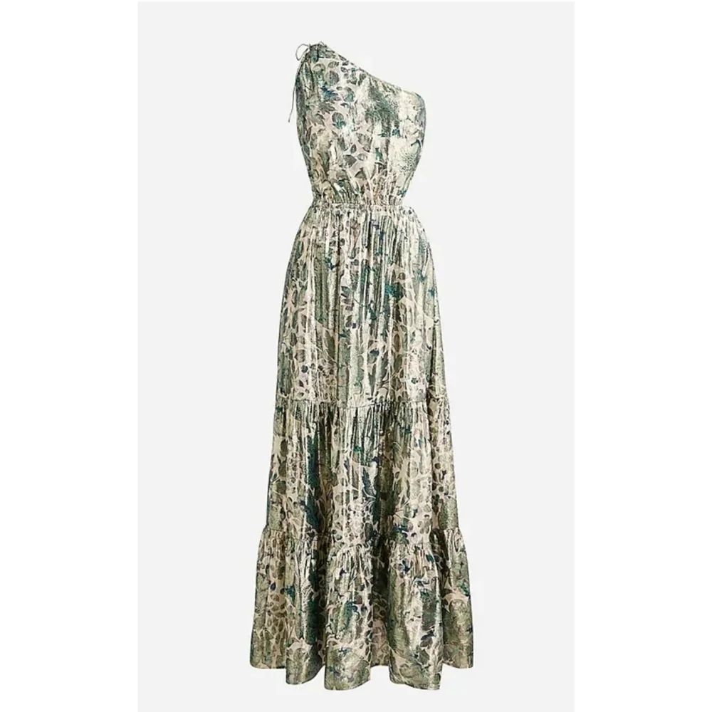 LAST ONE - J.Crew Collection one-shoulder cutout dress in floral Lurex® chiffon
