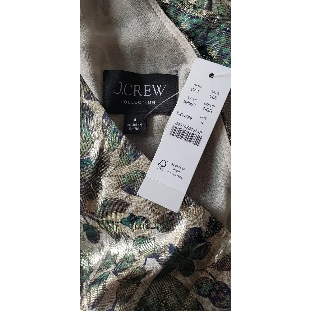 LAST ONE - J.Crew Collection one-shoulder cutout dress in floral Lurex® chiffon