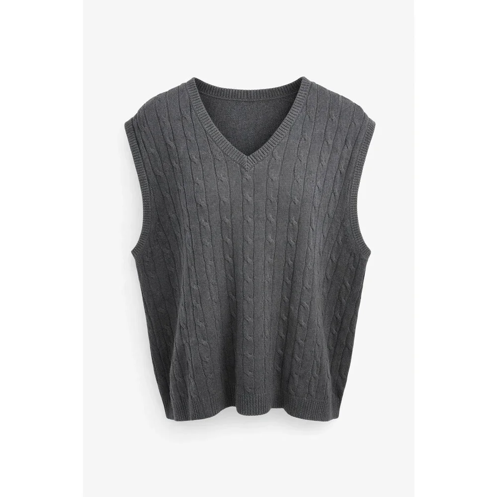 Harbor Bay Gray Knit Sweater Vest Classic Pullover Cable Pattern Preppy 2XLT