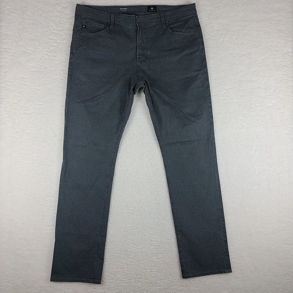 AG‎ Adriano Goldschmied Pants Mens 38x34 Gray Black The Everett Slim Straight