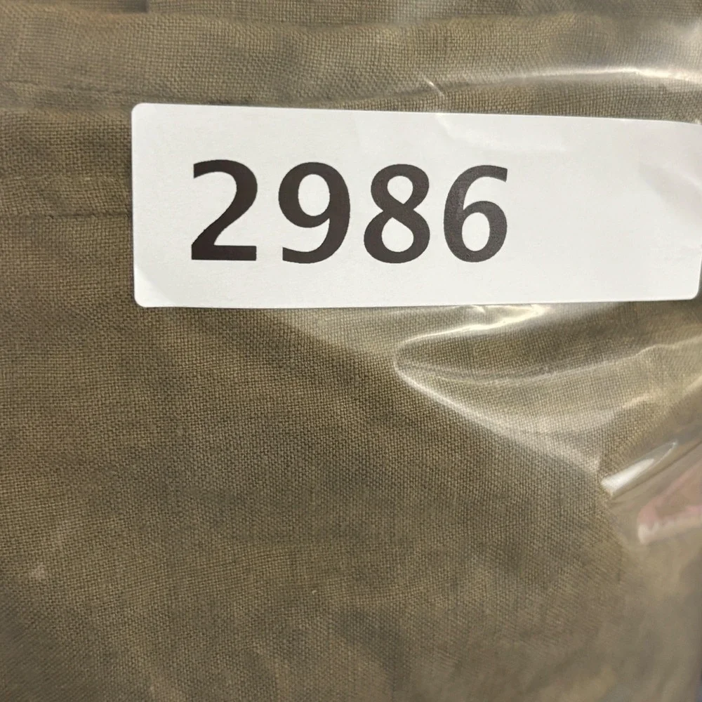 Zara Linen Wide Leg Crop Pant Woman XL Olive Green Paperbag Waist Belted