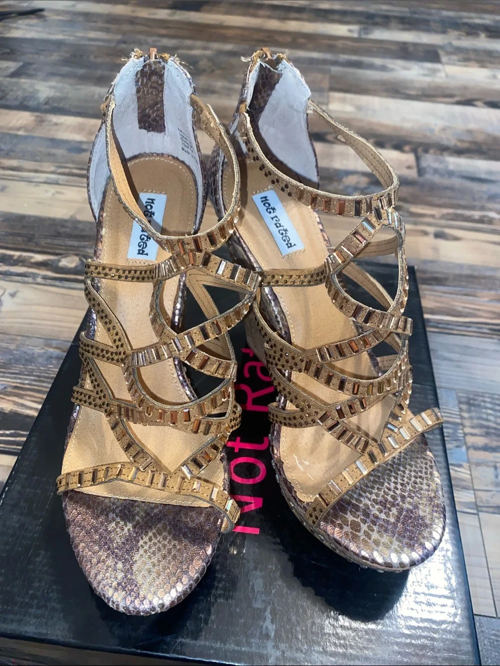 Not Rated gold strappy