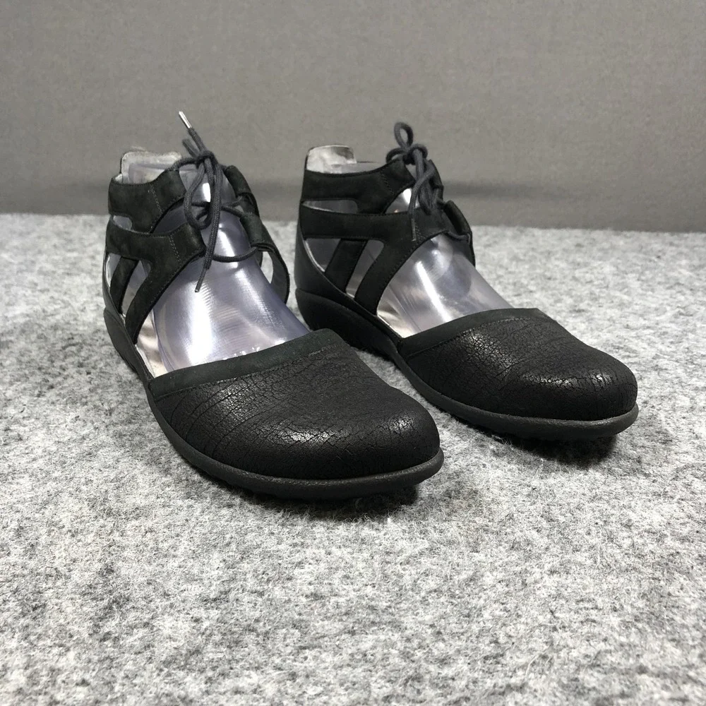 Naot Mary Jane Shoes Womens Size 11 42 Black Leather Lace Up Comfort Flats