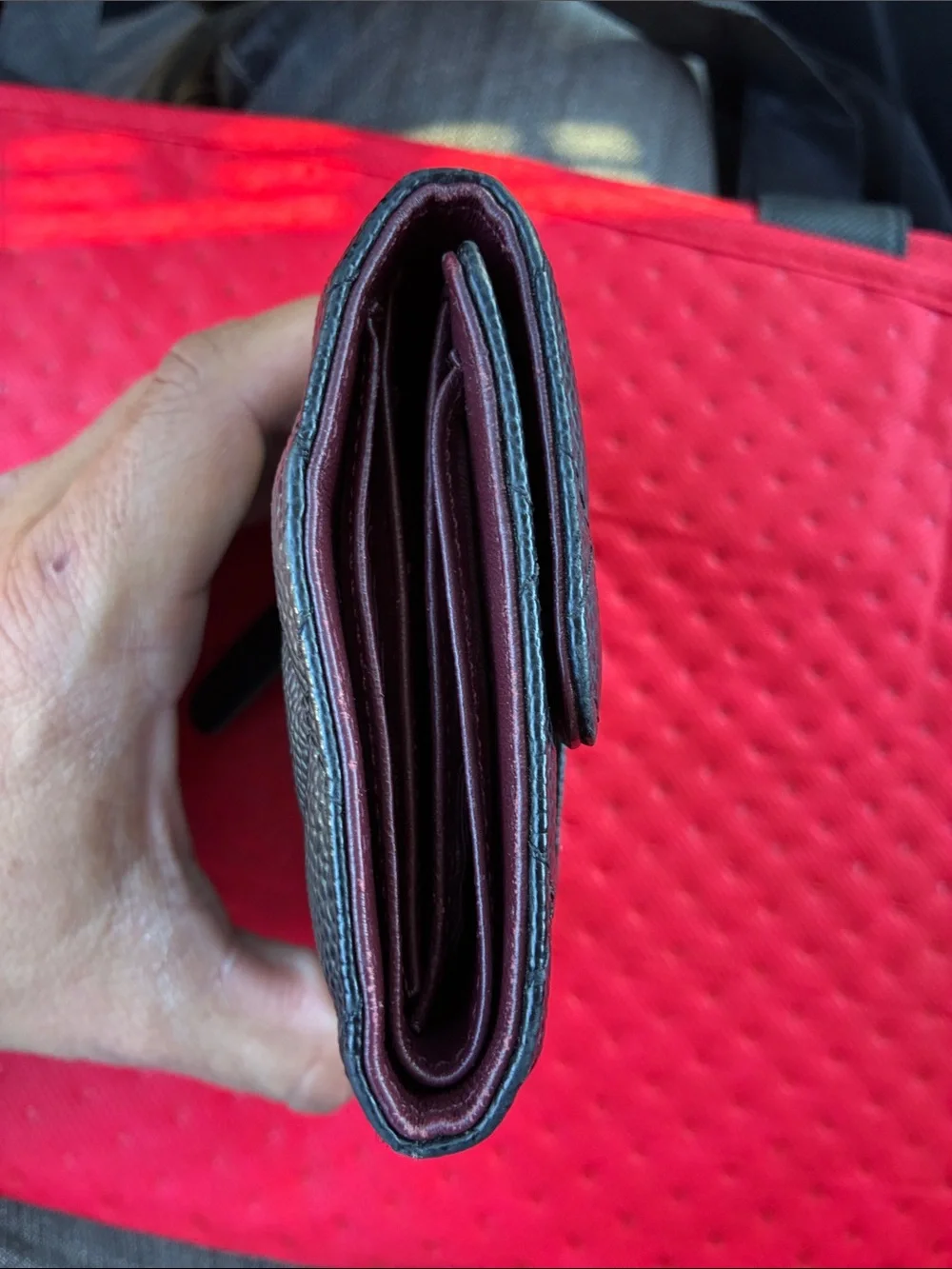 CHANEL Black Quilted Caviar Leather Small Wallet with Gold CC