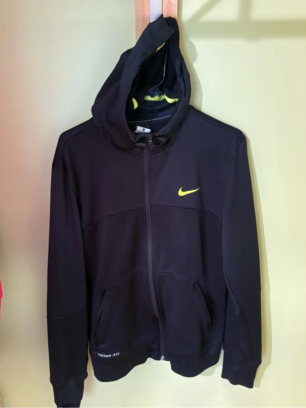 Nike Black Hoodie with Neon Yellow Swoosh