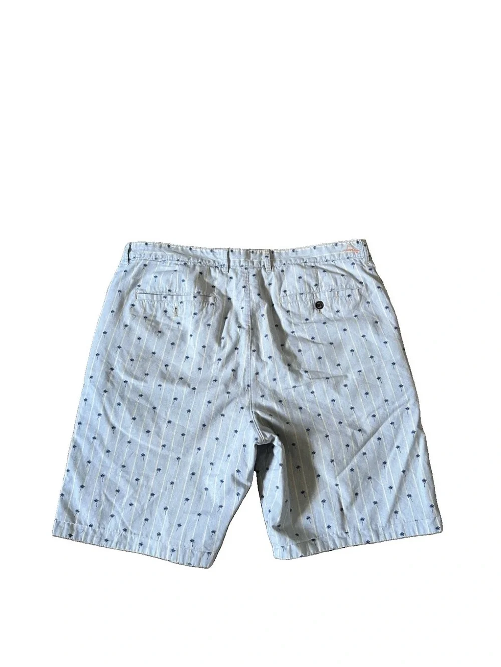 Tommy Bahama Shorts Reversible Blue Madras Plaid Palm Tree 10
