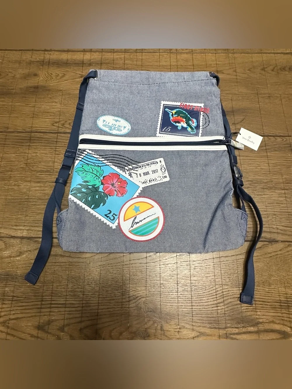 NWT Vera Bradley Beach Backsack Postage Stamp Rare