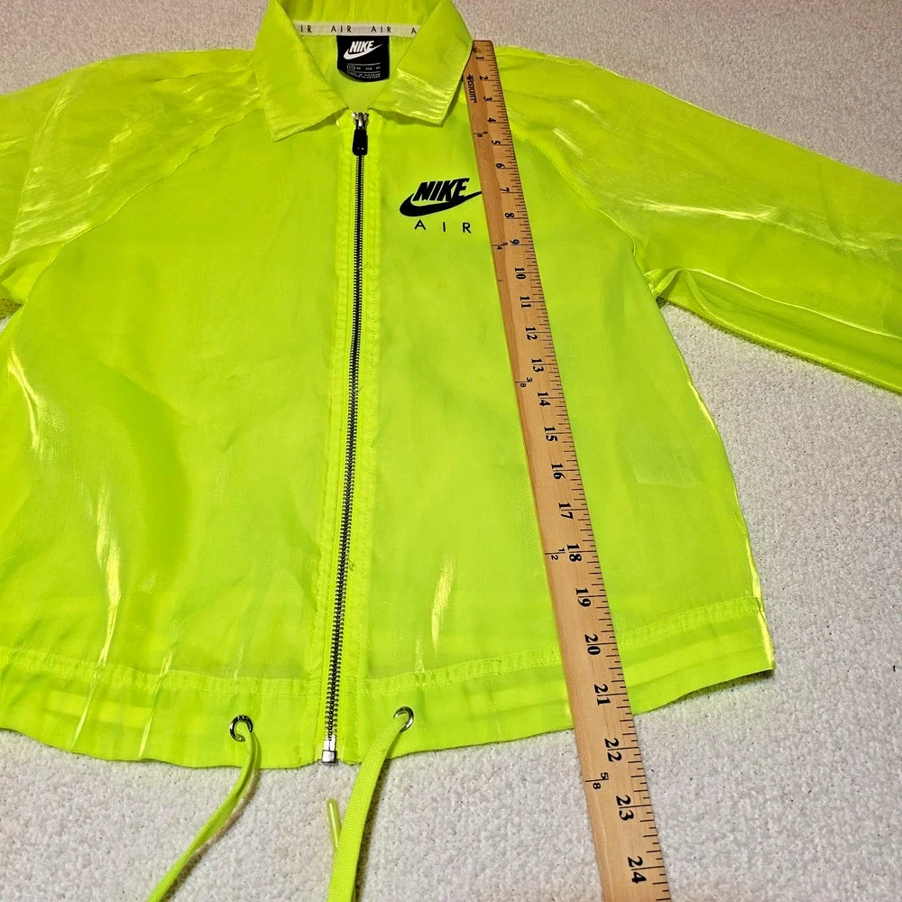 Nike Air Neon Volt Sheer Zip Windbreaker Jacket Drawstring Cropped Womens XS