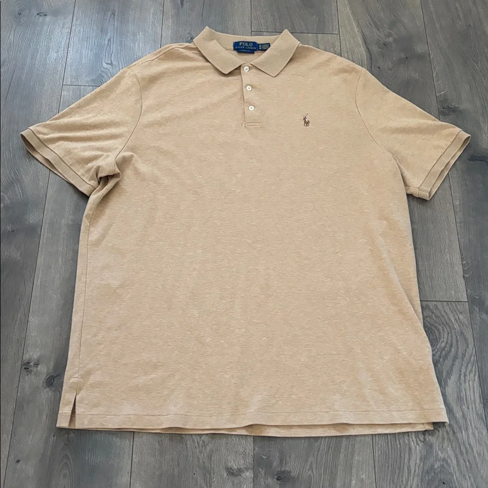 Polo Ralph Lauren polo Beige Shirt classic fit size XL 1/4 button cotton