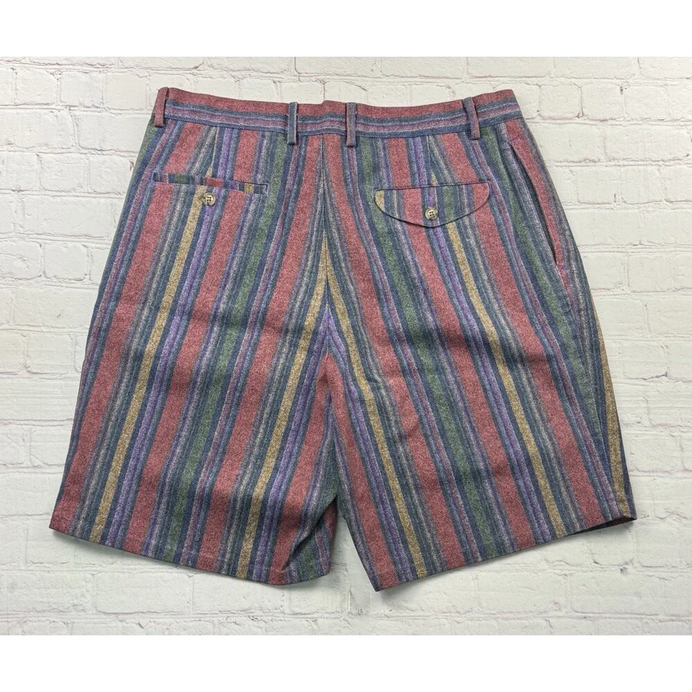 Vintage 90s St. John's Bay Pleated Shorts Mens 36 Striped Southwestern Dad Core