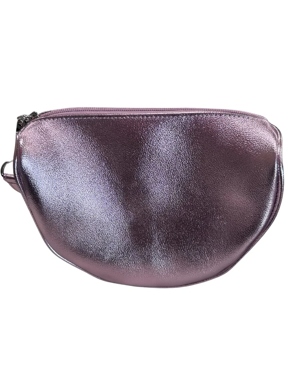 Bath & Body Works Metallic Pink Bow Zipper Wristlet Makeup Cosmetic Bag Purse