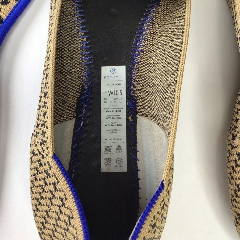 Rothy’s The Loafer in Gold Houndstooth Size 10.5
