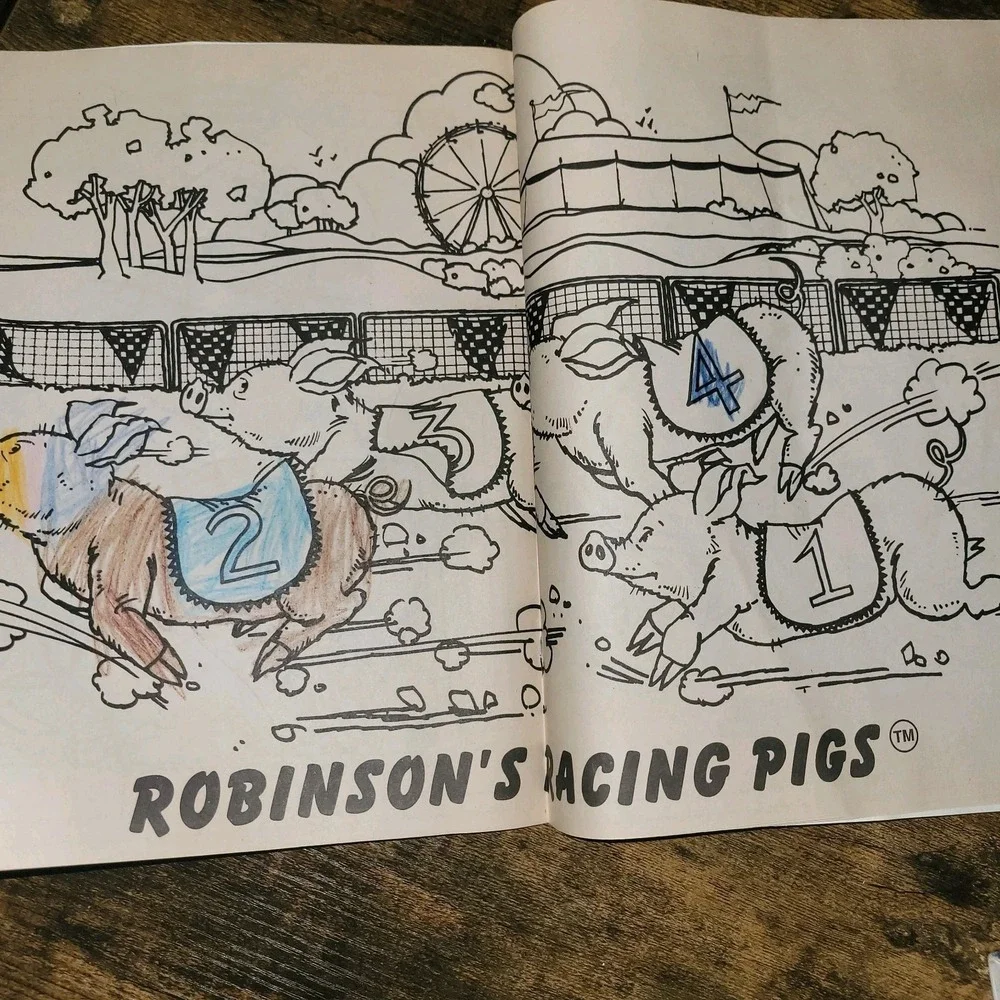 Vintage 1980s Robinson's Racing Pigs‎ Coloring Book Florida State Fair