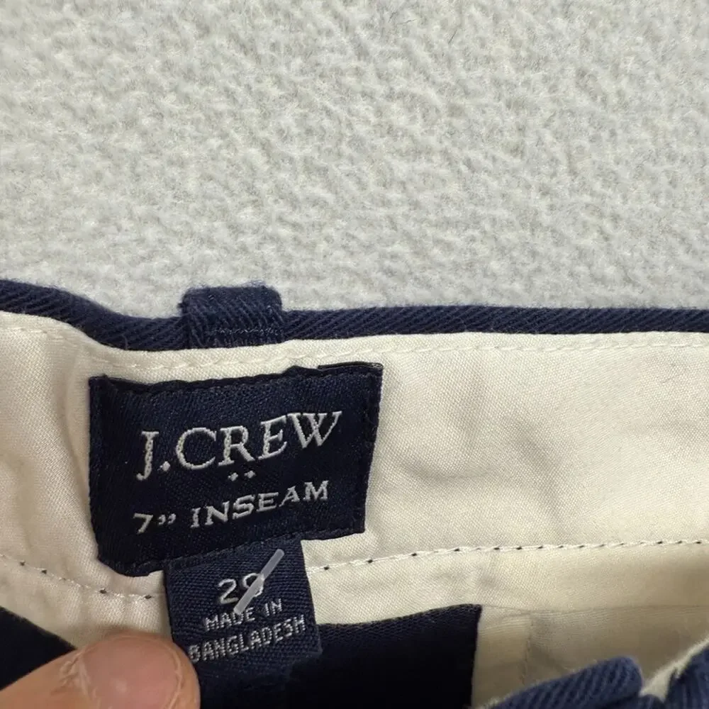 J Crew Shorts Men's 29 Blue Navy Chino Khaki Preppy Flat Front Solid 7 inch NEW