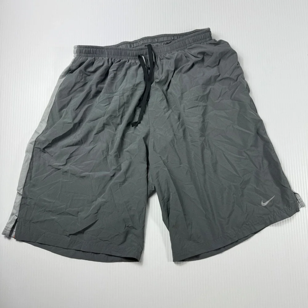 Nike Dri-FIT Running Shorts Athletic Gym Training Gray Orange‎ L
