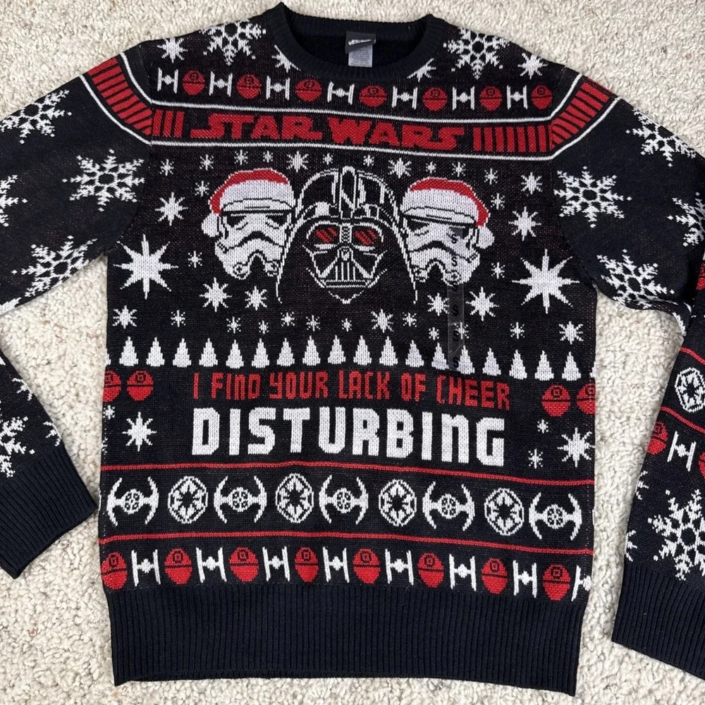 New Star Wars Darth Vader I Find Your Lack Cheer Disturbing Sweater Mens Small