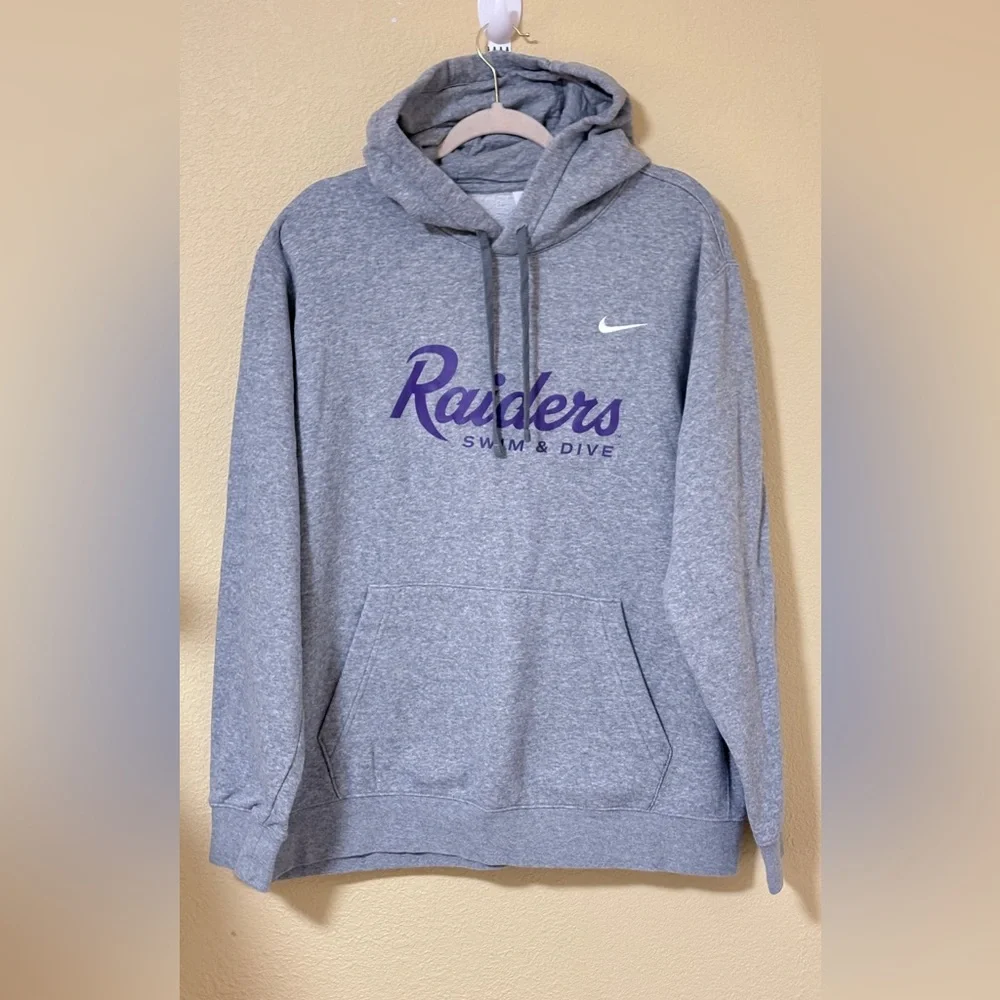 Nike Raiders Swim & Dive Hoodie XL Gray Fleece Pullover Athletic Sweatshirt