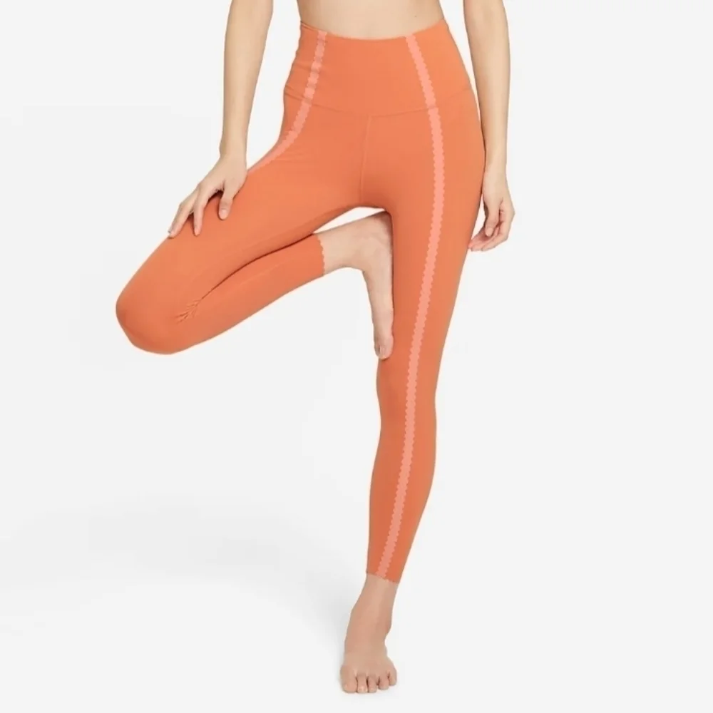 Nike Orange High-Waist Seam-Detail Leggings