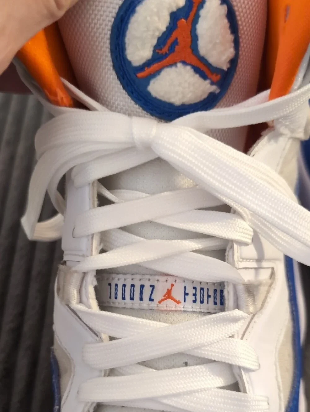 Jordan Kids White, Blue & Orange High-Top Sneakers