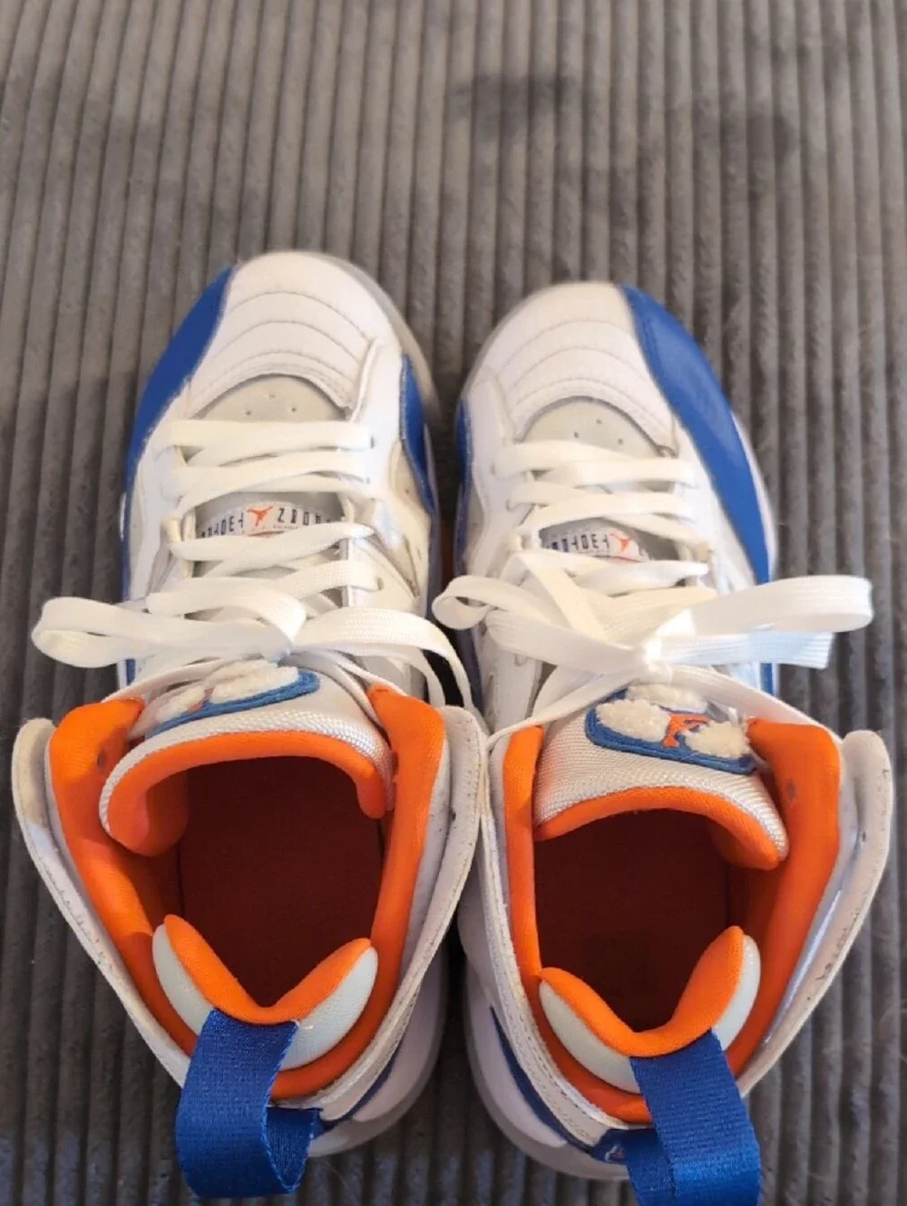 Jordan Kids White, Blue & Orange High-Top Sneakers