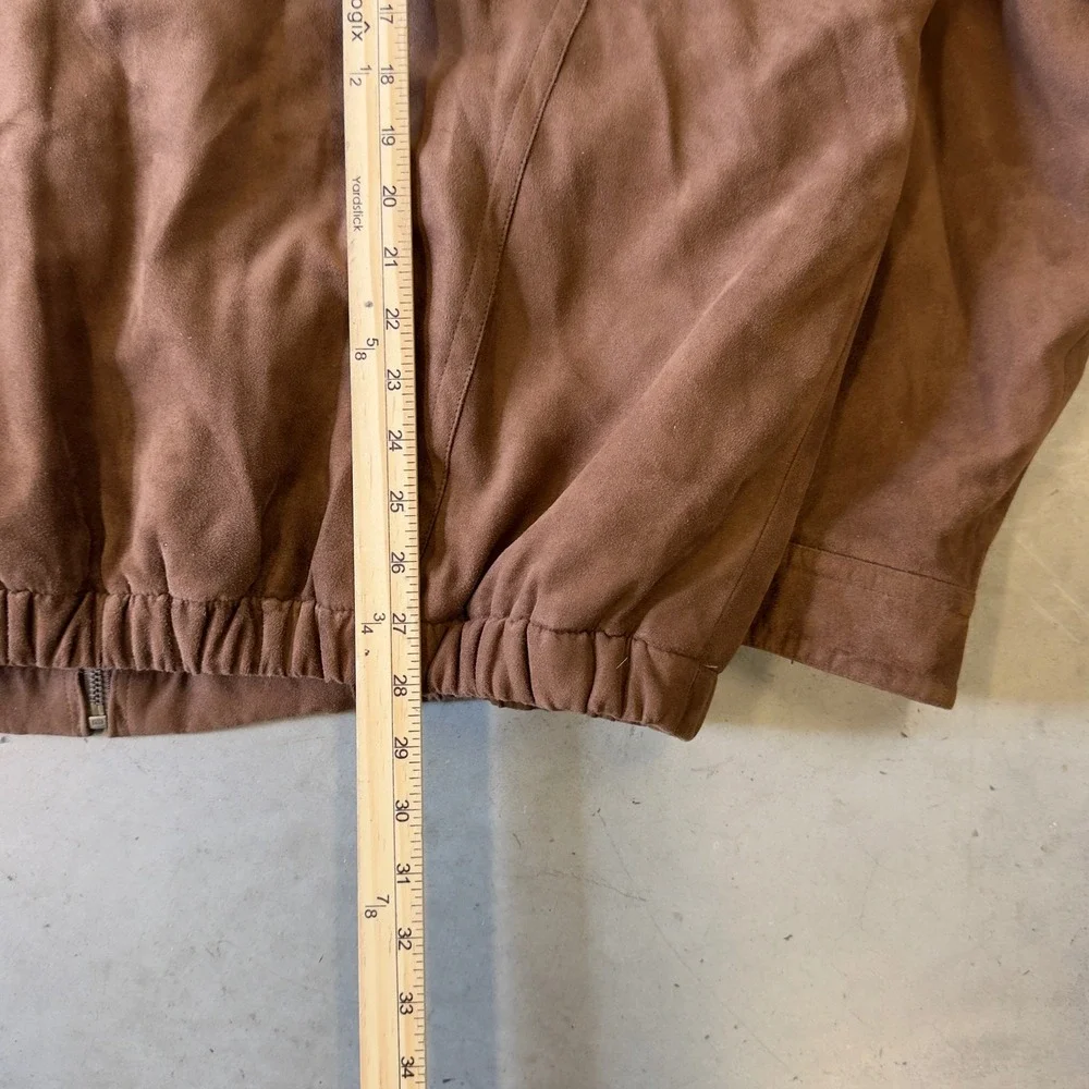 Weatherproof Garment Company Mens XXL Brown Faux Suede Bomber Jacket Full Zip