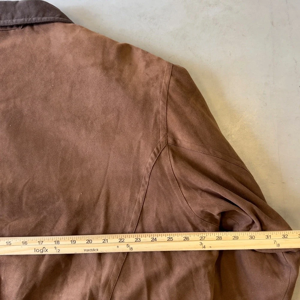 Weatherproof Garment Company Mens XXL Brown Faux Suede Bomber Jacket Full Zip