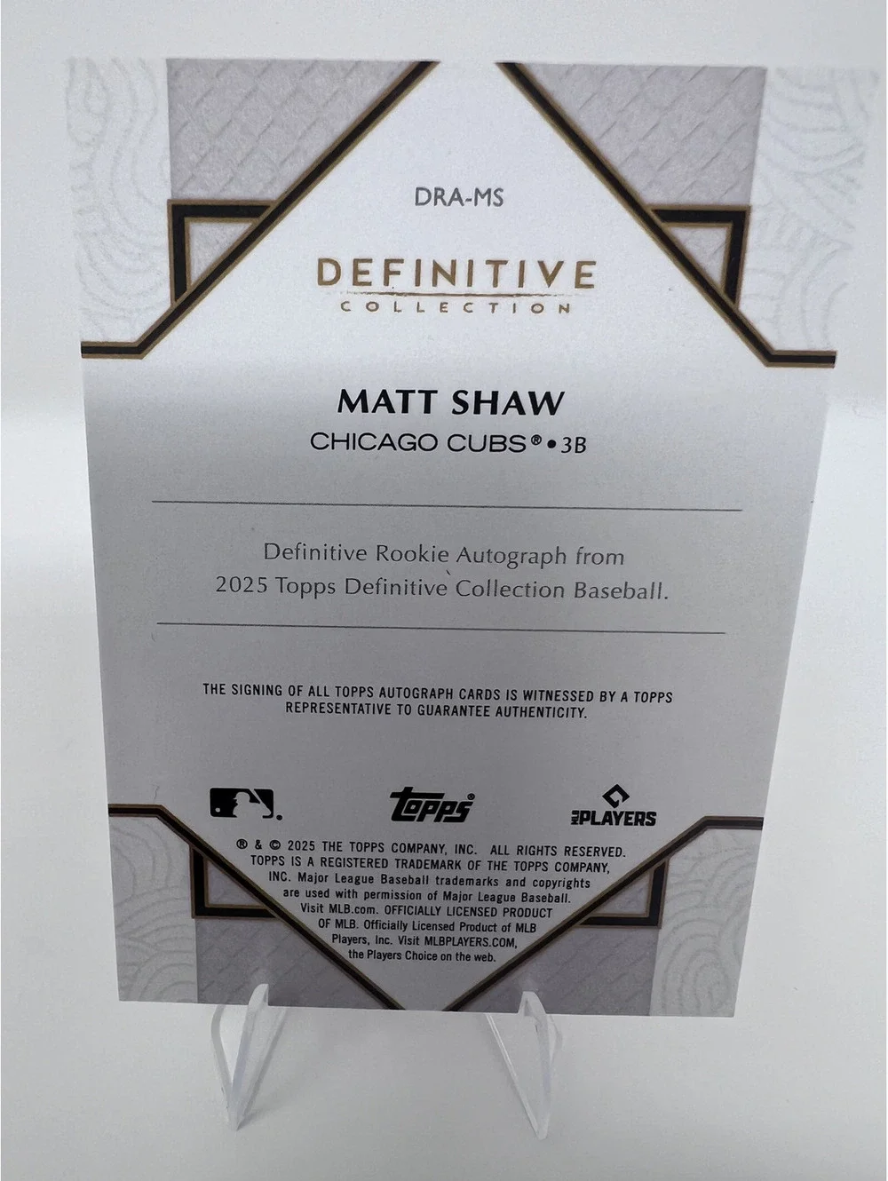 2025 Topps Definitive Collection Matt Shaw Rookie Autograph Baseball Card 10/25