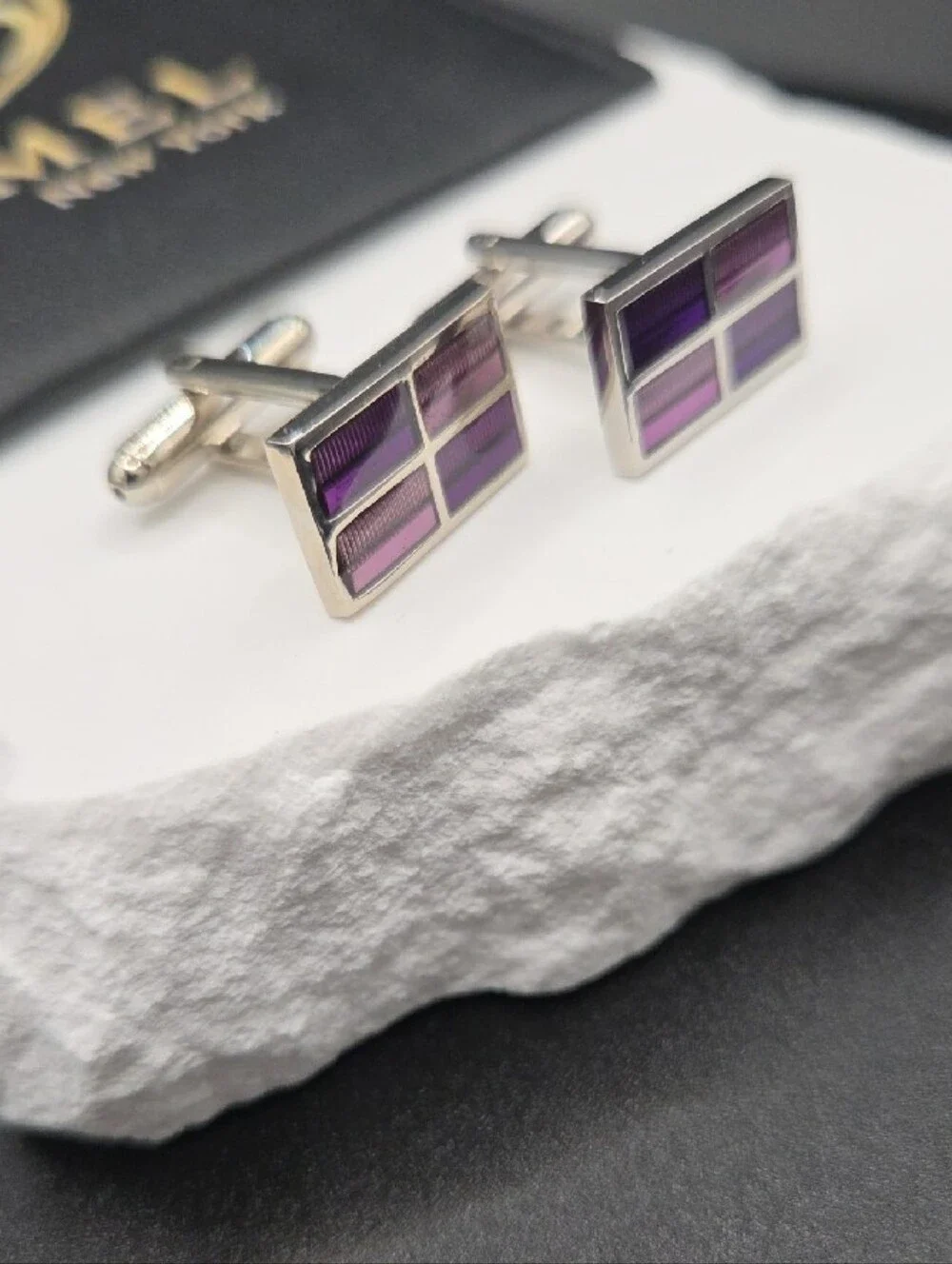 Stainless Steel Amethyst Cufflinks