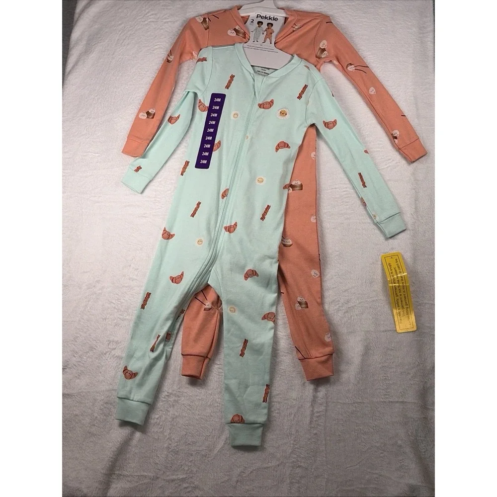 Pekkle 2-pack Sleepers - Bacon & Eggs / Dumplings - 24M - NWT