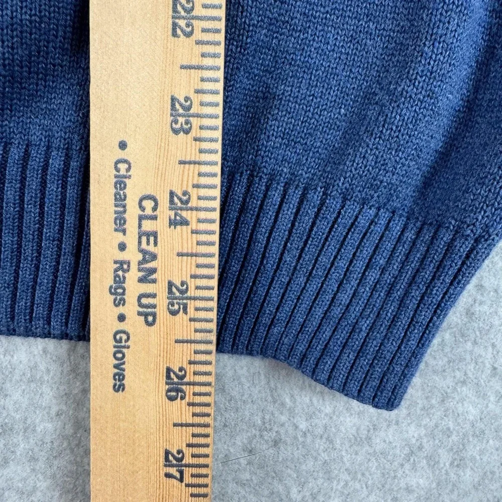 Brooks Brothers Sweater Mens Medium Blue Supima Cotton Quarter Zip Mock Neck