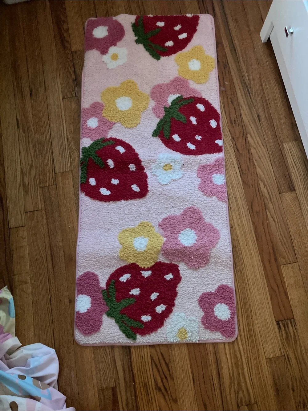 Strawberry Floral Pink Runner Rug