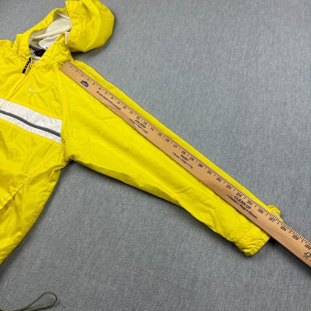 Vintage‎ Nike Jacket Womens Small Yellow Windbreaker 1/4 Zip Hooded Pullover 80s