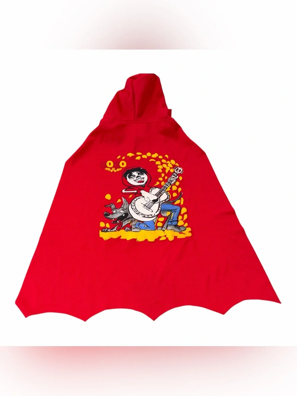 Handcrafted Disney’s Coco Miguel Costume Cape, Handmade, Red, Child Size Small