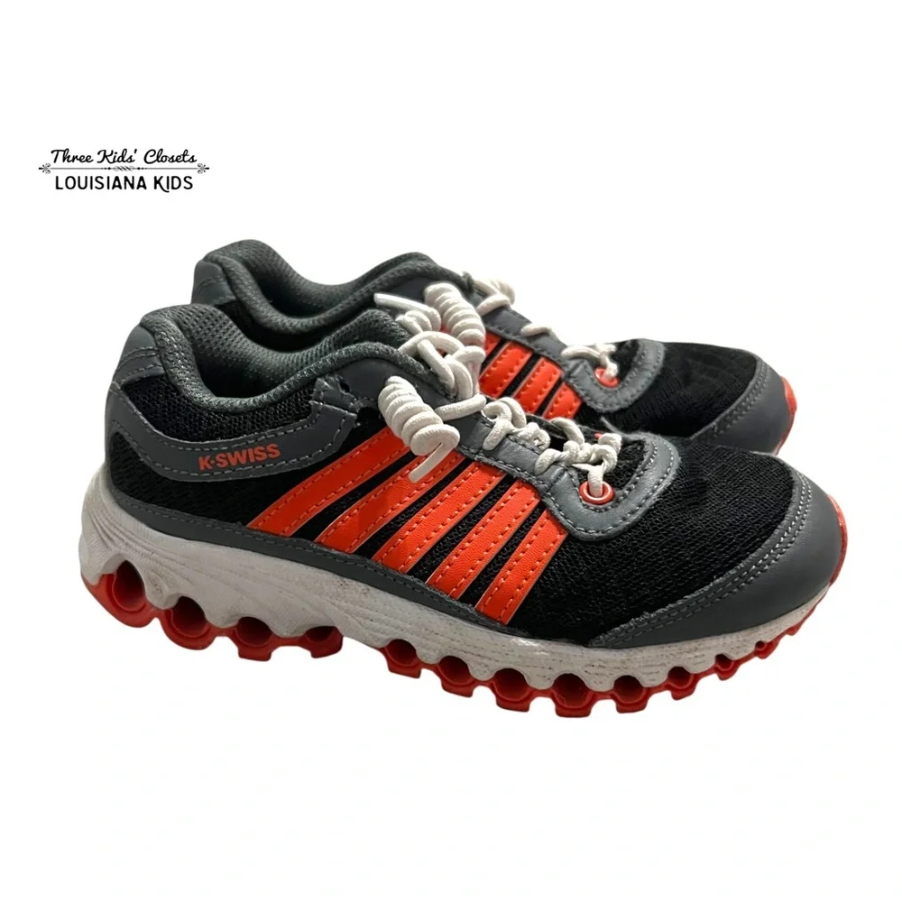 K-Swiss Sz 11.5 Kids' Black Grey & Orange Sneakers