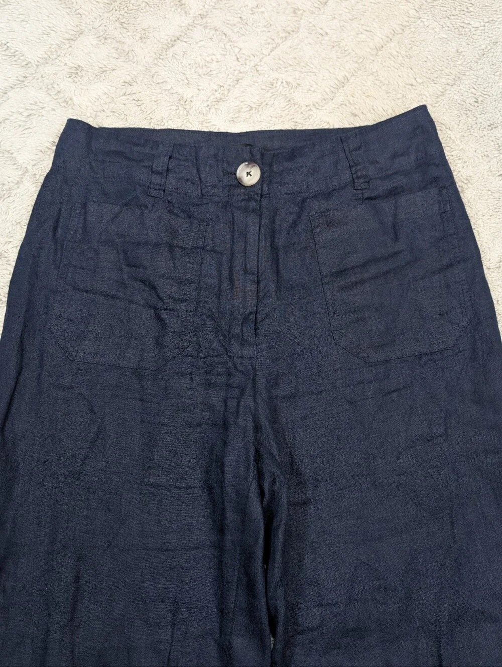Quince Pants Womens 4 Blue Navy European Linen Wide Leg Trousers Casual