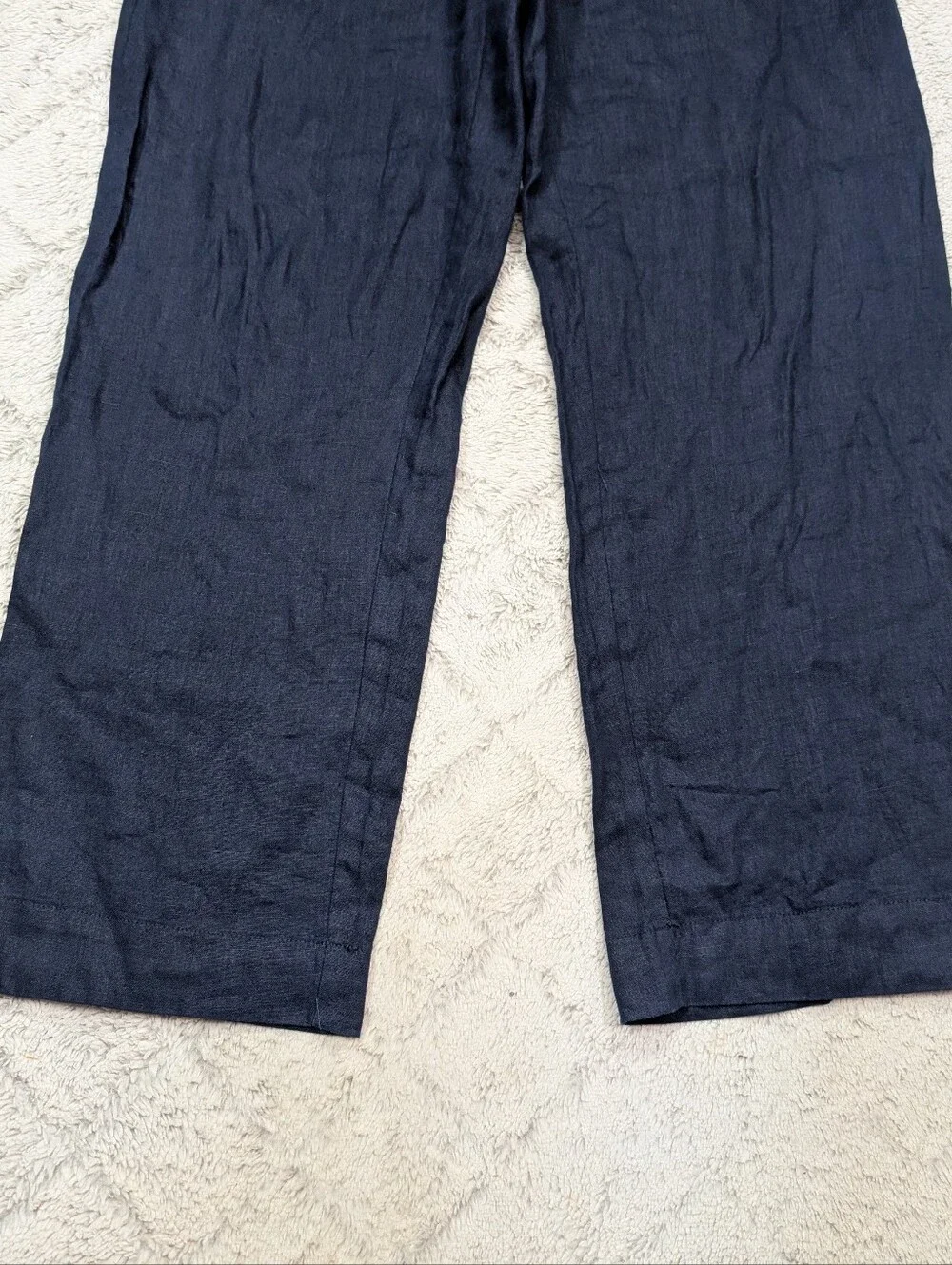 Quince Pants Womens 4 Blue Navy European Linen Wide Leg Trousers Casual